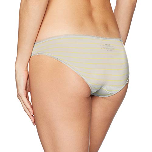 DKNY Women's Litewear Low Rise Bikini, Ice Grey/Canary Stripe/Ice Grey Canary, Small