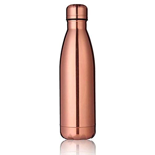 DLSM Taza Termo de Oro Botella de Acero Inoxidable de 500 ml Frasco termoaislante Deportes Galvanoplastia Taza de Agua con Aislamiento hervidor Botella de Agua Reutilizable-Rosa Dorada