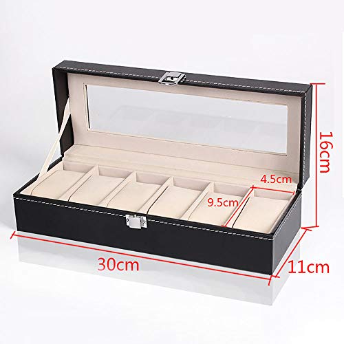 DLSMB Caja de Reloj Organizador del Reloj 6 Ranura Caja de Reloj PU Cuero Mujer Hombre Relojes Caja de Almacenamiento Cumpleaños