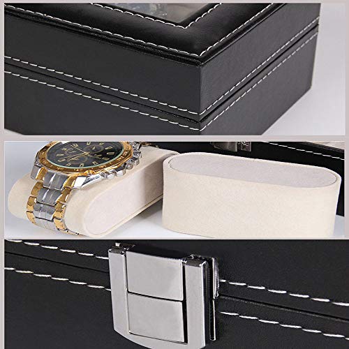 DLSMB Caja de Reloj Organizador del Reloj 6 Ranura Caja de Reloj PU Cuero Mujer Hombre Relojes Caja de Almacenamiento Cumpleaños