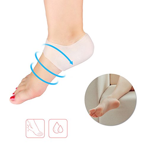 Doact Plantilla de Talón y Calcetines de Silicona Hidratante de talon, Plantillas para la fascitis plantar y espolón calcáneo,Soportes para el talón, Protectores de talón para Mujer y Hombre (Clear)