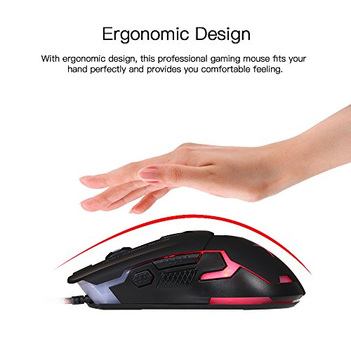 Docooler Ratón para Juegos con Cable RGB Ergonomic Gaming Mouse Ratones para Computadora USB Ratón para Juegos para Computadora Portátil con Bajo Nivel de Ruido