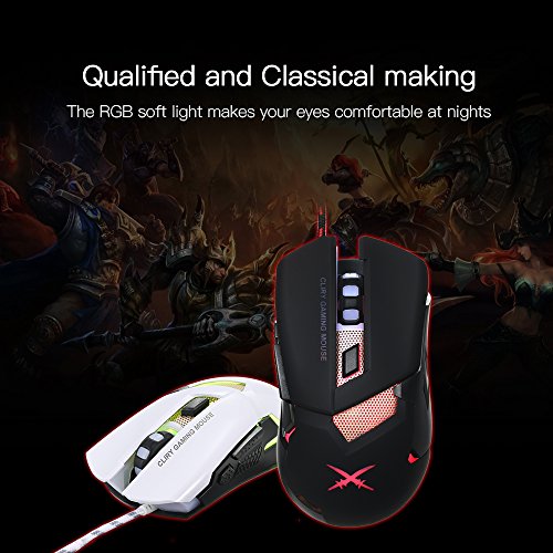 Docooler Ratón para Juegos con Cable RGB Ergonomic Gaming Mouse Ratones para Computadora USB Ratón para Juegos para Computadora Portátil con Bajo Nivel de Ruido