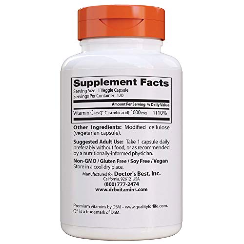 Doctor's Best Vitamina C Con Quali-C, 1000Mg - 120 Vcaps 120 Unidades 180 g