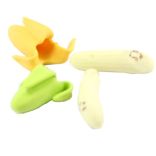 Domire – 2pcs de la novedad Plátano Estilo lápiz borrador de goma Papelería Kid juguete de regalo, color no. 1