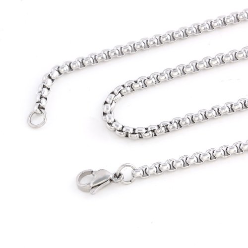 DonDon Collar 52 cmcon Colgante Cruz Moderno de Acero Inoxidable Plateado para Hombres en Bolsa para Joyas