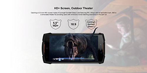 DOOGEE S55-5.5 Pulgadas (relación 18: 9) Android 8.0 Smartphone al Aire Libre, IP68 Impermeable Antipolvo Antigolpes, Carga rápida de la batería 5500mAh, Octa Core 4GB + 64GB - Negro