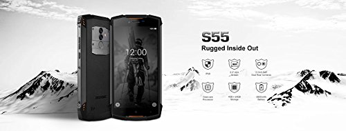 DOOGEE S55-5.5 Pulgadas (relación 18: 9) Android 8.0 Smartphone al Aire Libre, IP68 Impermeable Antipolvo Antigolpes, Carga rápida de la batería 5500mAh, Octa Core 4GB + 64GB - Negro