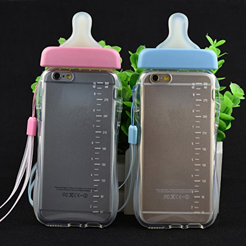 Dosige iPhone 6/6s Carcasa con,Transparente Silicona Biberón Chupete con Cuerda Fundas para iPhone 6/6s,Todo Incluido Anti-Scratch Anti-Huella Dactilar a Prueba de Choque Suave Protective Case Cyan