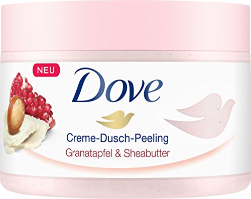 Dove - Exfoliante de ducha para piel suave y sedosa, granada y manteca de karité con textura rica, 4 unidades (4 x 225 ml)