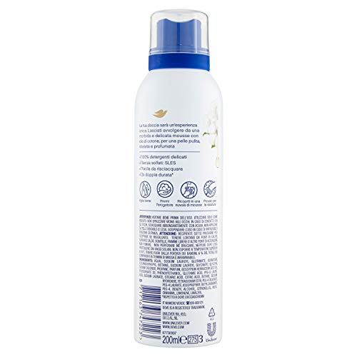 Dove - Mousse de ducha con crema hidratante al aceite de algodón, 200 ml