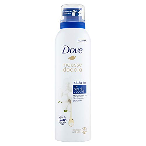 Dove - Mousse de ducha con crema hidratante al aceite de algodón, 200 ml