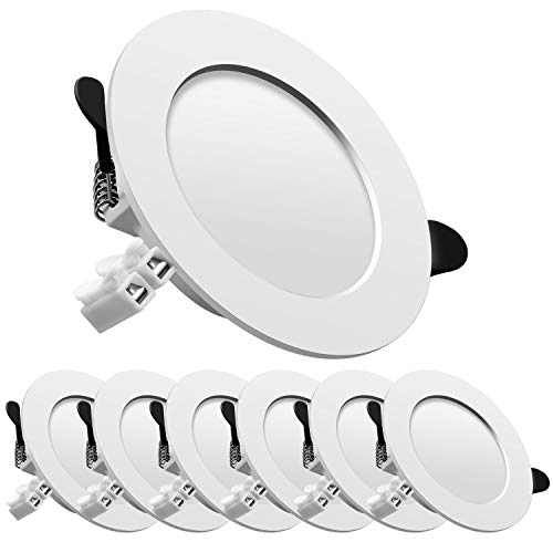 Downlight led empotrable redondo,Iluminacion 7W (700 lm),6000K (Luz Fr?a), Blanco,foco empotrable LED,Ojos de buey de led 6 pack