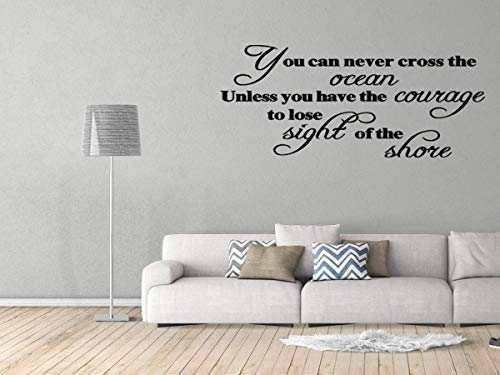 Dozili - Adhesivo decorativo para pared, diseño de texto "You Can Never Cross The Ocean con cita inspiradora, idea de regalo, 71 x 33 cm