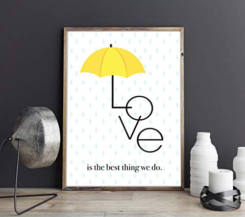 Dozili Love Is The Best Thing We Do Ted Mosby - Paraguas para Pared, diseño con Texto en inglés How I Met Your Mother, Color Amarillo, Madera, One Color, 15.7" x 19.7"