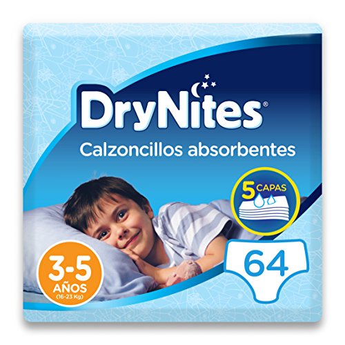 DryNites - Calzoncillos absorbentes para niño - 3 - 5 años (16-23 kg), 4 paquetes x 16 uds (64 unidades)