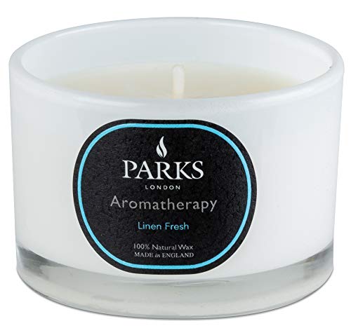 DSL Parks London - Vela de aromaterapia 100% de Cera Natural - Vela de aromaterapia de Cera de Aroma Natural - Mecha única de Larga duración de 20 Horas de Limpieza - Aroma Fresco de Lino