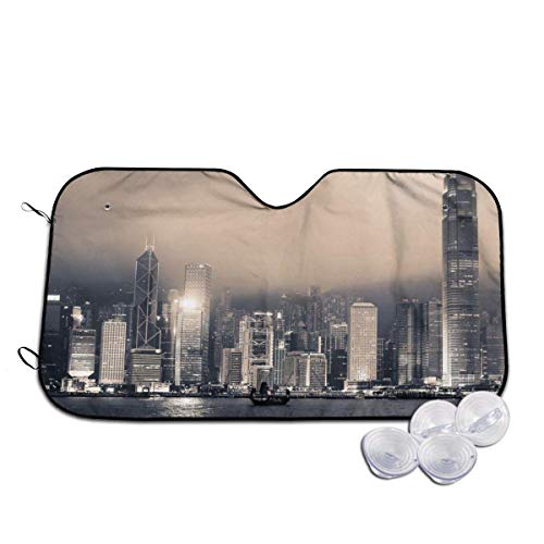 Du-shop Vitoria, Hong Kong - Parasol para parabrisas delantero - Parasol para coche, camión, SUV - Bloquea los rayos UV Protector de visera - Mantiene su vehículo fresco