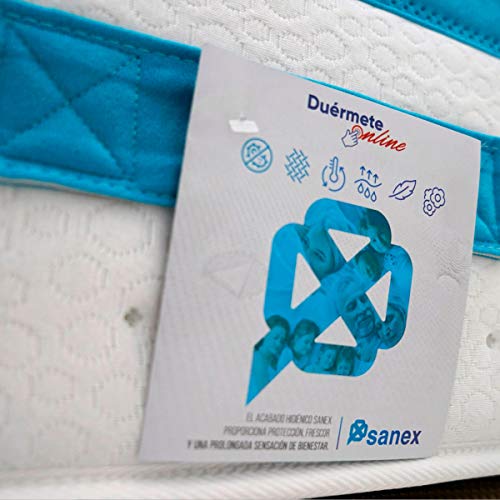 Duérmete Online Colchón Viscoelástico Visco SANEX Antibacterial | Alto Confort y Máxima Higiene | Altura 28 cm, Viscogel, 90x180