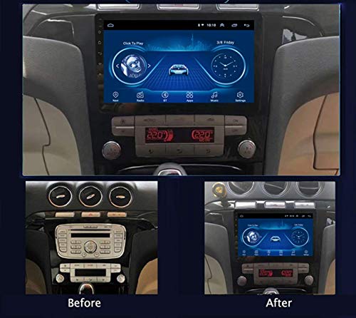 DUMXY Android Navegación GPS Auto Radio con Canbus para Ford S-MAX 2007-2008 Am/FM/AUX/USB/Manos Libres Bluetooth/Mirrorlink/Control de Volante