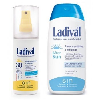 Duplo Ladival Corporal Piel Sensible o Alérgica Fotoprotector Spray Gel Crema Fps 30 Alta 150 ml + After Sun 200 ml