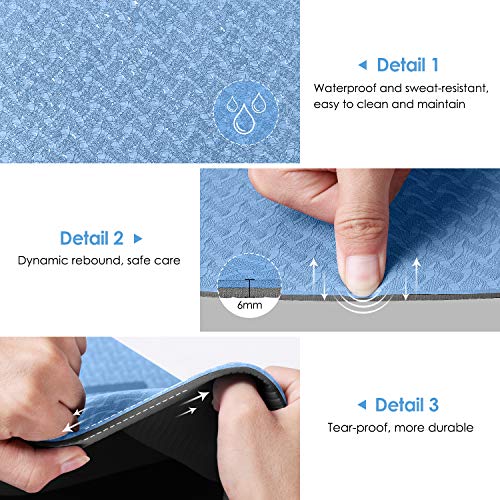 Dustgo 【Promoción】 Esterilla Yoga Colchoneta de Yoga Antideslizante con Material ecológico TPE con líneas corporales Yoga Mat diseñado para Entrenamiento y Entrenamiento físico