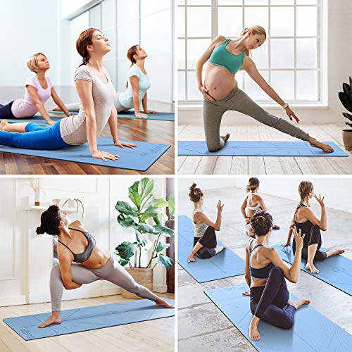 Dustgo 【Promoción】 Esterilla Yoga Colchoneta de Yoga Antideslizante con Material ecológico TPE con líneas corporales Yoga Mat diseñado para Entrenamiento y Entrenamiento físico