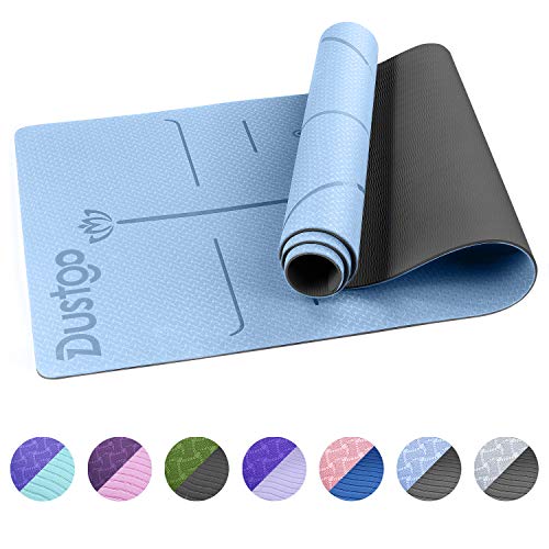Dustgo 【Promoción】 Esterilla Yoga Colchoneta de Yoga Antideslizante con Material ecológico TPE con líneas corporales Yoga Mat diseñado para Entrenamiento y Entrenamiento físico