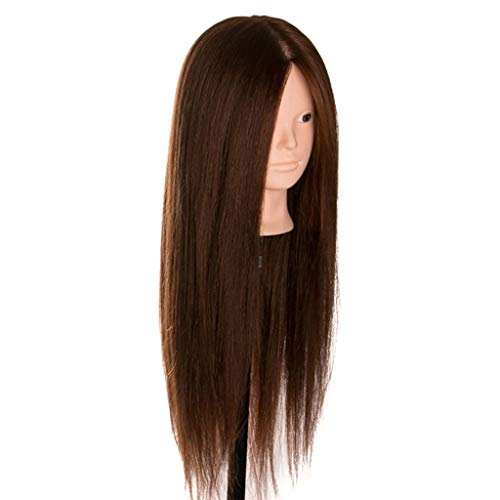 DWJDB 60 cm de formación muñecas de Cabeza for Peluquerías 80% Pelo Humano Verdadero Styling Maniquí muñecas Brown Color Profesional de la Cabeza Pueden ser Encrespado (Color : B)