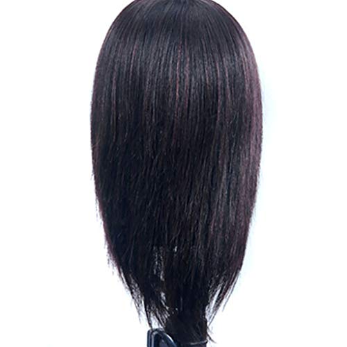 DWJDB Entrenamiento Cabeza de peluquería 100% Pelo Humano Verdadero cosmetología Maniquí Estilismo Cabeza del maniquí muñeca del Pelo se Puede encrespar (Size : 12 Inches)