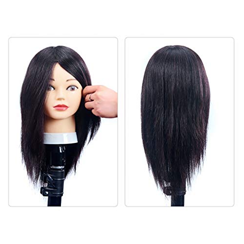 DWJDB Entrenamiento Cabeza de peluquería 100% Pelo Humano Verdadero cosmetología Maniquí Estilismo Cabeza del maniquí muñeca del Pelo se Puede encrespar (Size : 12 Inches)