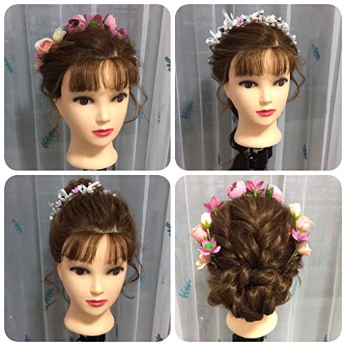 DWJDB Formación de Pelo Styling Cabeza con un 80% Real Humanos Pelos 24 Pulgadas se Puede encrespar práctica Profesional de peluquería Maniquí muñecas Styling Maniqui