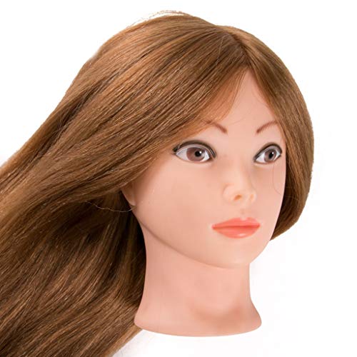 DWJDB Formación peluqueros Cabeza for el salón 60cm 80% Real del Cabello Humano de peluquería Maniquí muñecas Peinados Styling Profesional Jefe del Pelo se Puede encrespar Maniquíes de Aprendizaje