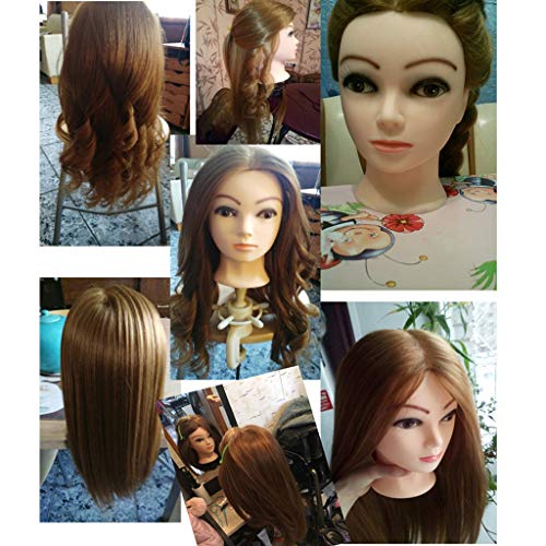 DWJDB Formación peluqueros Cabeza for el salón 60cm 80% Real del Cabello Humano de peluquería Maniquí muñecas Peinados Styling Profesional Jefe del Pelo se Puede encrespar Maniquíes de Aprendizaje