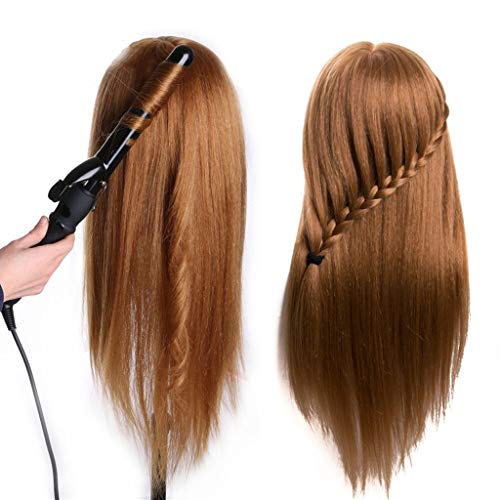 DWJDB Formación peluqueros Cabeza for el salón 60cm 80% Real del Cabello Humano de peluquería Maniquí muñecas Peinados Styling Profesional Jefe del Pelo se Puede encrespar Maniquíes de Aprendizaje