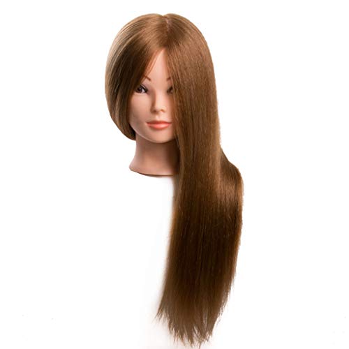 DWJDB Formación peluqueros Cabeza for el salón 60cm 80% Real del Cabello Humano de peluquería Maniquí muñecas Peinados Styling Profesional Jefe del Pelo se Puede encrespar Maniquíes de Aprendizaje