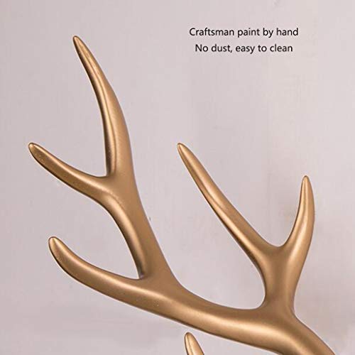 DXIN Escultura De Pared Animal, Decoración Cabeza Ciervo Blanco, Resina Adecuada para Oficina, Sala Estar, Colgante Pared, Artesanía Creativa 3D (Color : White+Gold, Size : 38 * 14 * 52cm)