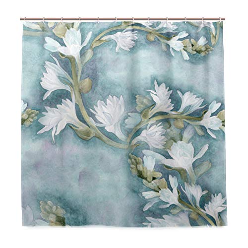 DYCBNESS Cortina de Ducha,Pintura A La Acuarela Perfumería Medicinal Plantas Cosméticas,Material Resistente al Agua Durable Estampa Digital Cortina de Baño Impermeable, 180 x 180 cm