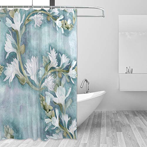 DYCBNESS Cortina de Ducha,Pintura A La Acuarela Perfumería Medicinal Plantas Cosméticas,Material Resistente al Agua Durable Estampa Digital Cortina de Baño Impermeable, 180 x 180 cm