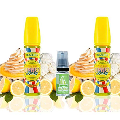 E Liquid Dinner Lady Lemon Tart 50ml (Pack 2 unidades) - 70vg 30pg- booster shortfill + E Liquid The Boat 10 ml lima limón - Pack de 3 unidades para cigarrillo electrónico.