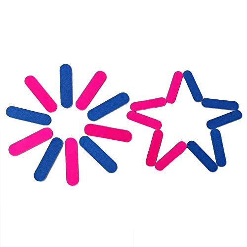 Ealicere 100 Piezas Limas de Uñas Desechables Tableros de Esmeril de Doble Cara Herramientas de Manicura, Azul y Rosa