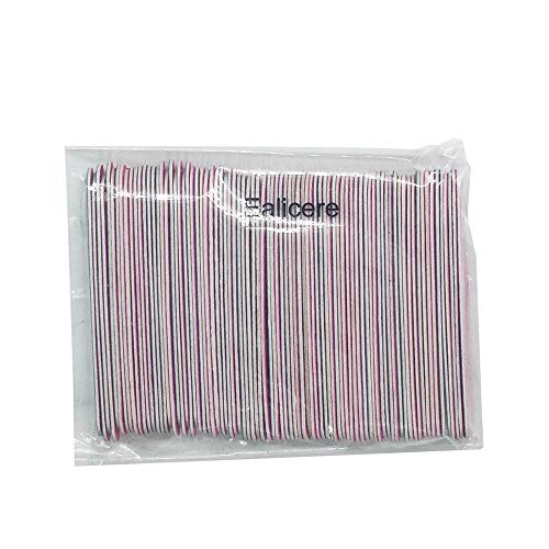 Ealicere 100 Piezas Limas de Uñas Desechables Tableros de Esmeril de Doble Cara Herramientas de Manicura, Azul y Rosa