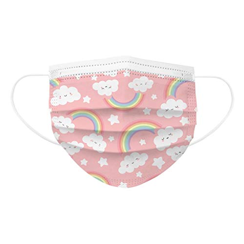 Earleye0 50 Piezas Niños Protección Desechable para Impresión linda 3 Capas Transpirables con Elástico para Los Oídos