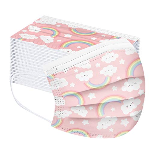 Earleye0 50 Piezas Niños Protección Desechable para Impresión linda 3 Capas Transpirables con Elástico para Los Oídos