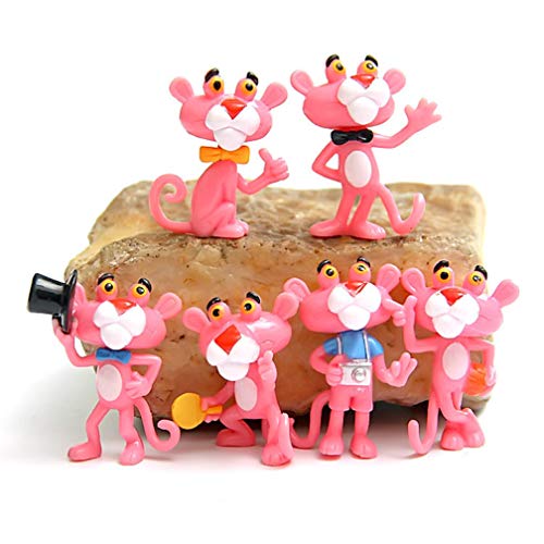 EASTVAPS 6pcs Mini Pink Panther PVC Figuras de Juguete para niños Regalo Micro Paisaje