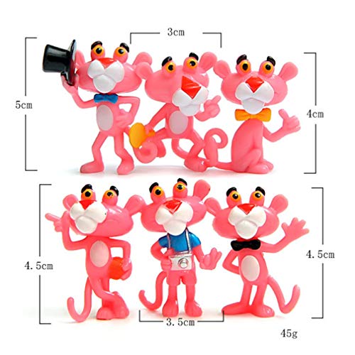 EASTVAPS 6pcs Mini Pink Panther PVC Figuras de Juguete para niños Regalo Micro Paisaje