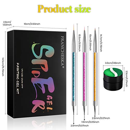 EBANKU 6 Colores Spider Gel Neon Fluorescente Esmalte de Uñas Barniz Luminous Nail Art Soak Off Gel UV para Pintura de Gel de Bricolaje Nail Art Dibujo de Alambre DIY Gel con 3 Pinceles para Uñas