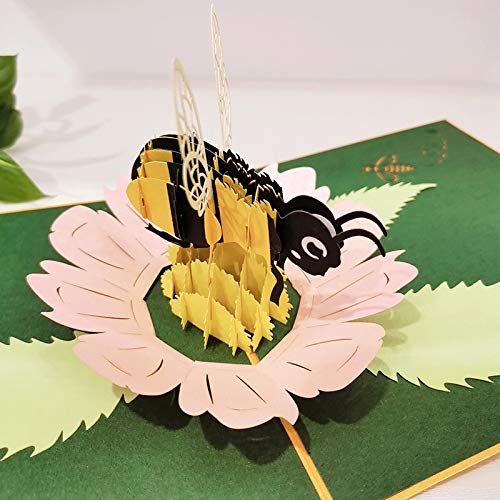 ECOPRO Bee 3D tarjeta de felicitación de regalo emergente, buena suerte y felicitaciones, feliz cumpleaños, solo porque, aniversario, jubilación, agradecimiento (amarillo - abeja)