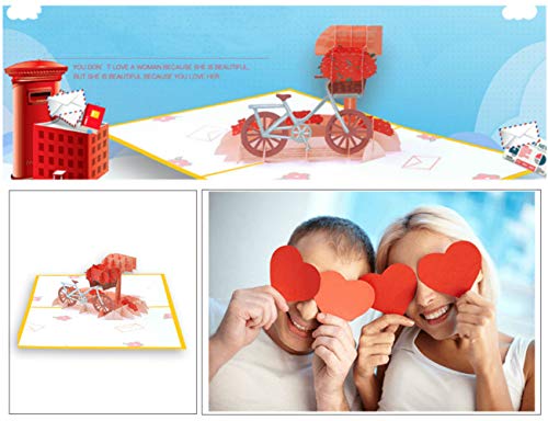 ECOPRO - Tarjeta de felicitación 3D con texto en inglés "Enviando tu amor, boda, aniversario, sorpresa de San Valentín, cumpleaños feliz, solo porque regalo para ella o él, color Rojo - Post Bike