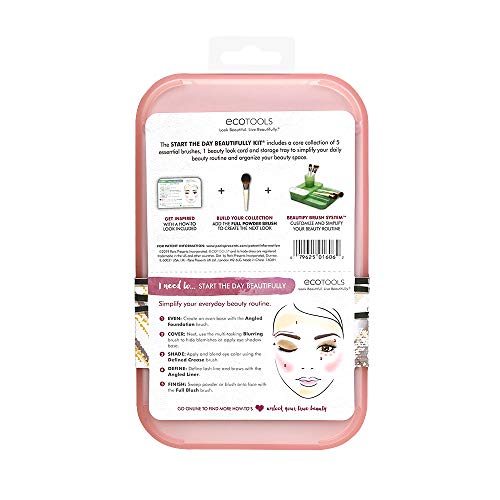 EcoTools® Start the Day Beautifully™ - Juego de brochas de maquillaje, color rosa